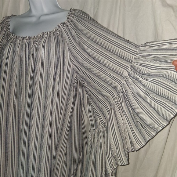 Elan Peasant Off Shoulder Striped Wide Sleeve Beachy Resort Vacation Women's OS - Picture 4 of 10